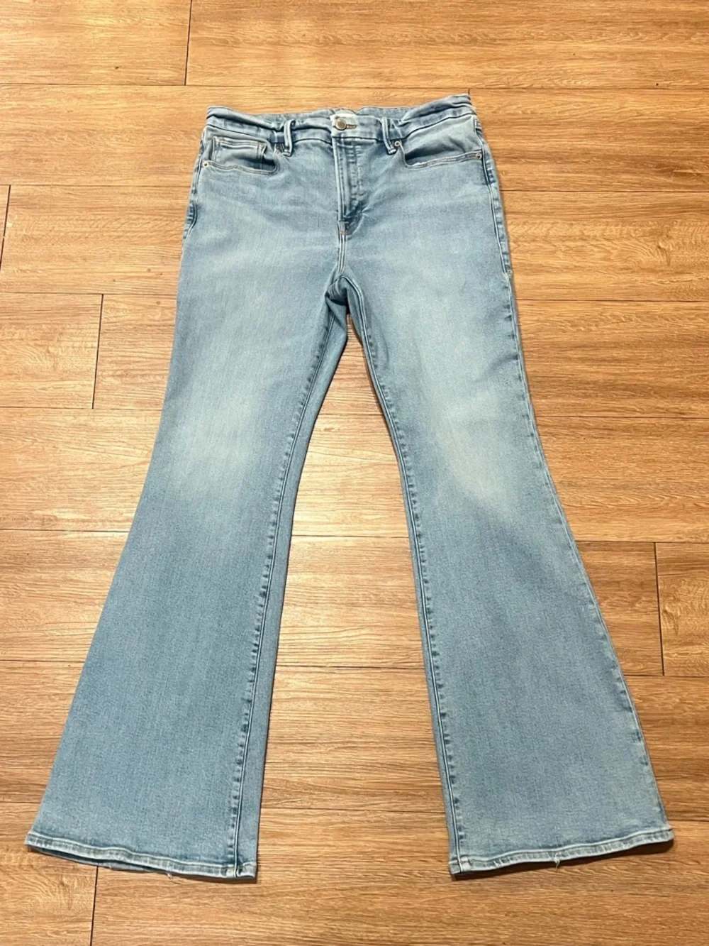 Good American Light Blue High-Rise Flare Jeans - Picture 2 of 9